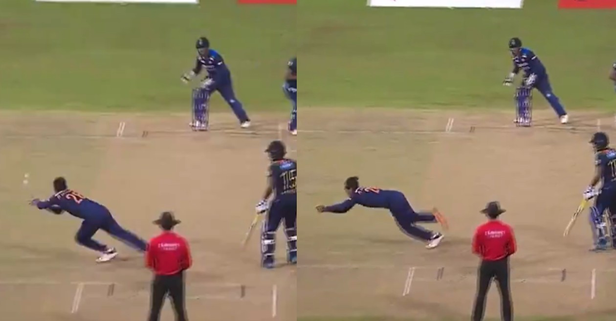 WATCH: Rahul Chahar plucks a sensational catch to dismiss Avishka Fernando in 3rd T20I against Sri Lanka