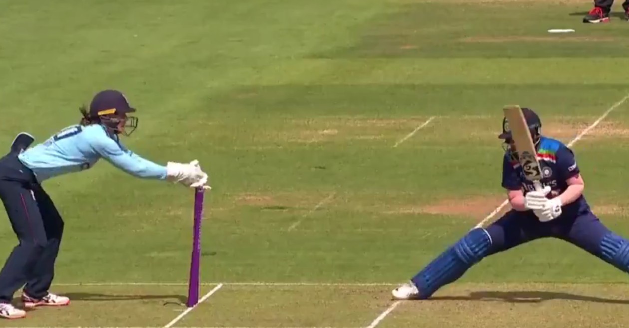 WATCH: Shafali Verma faces a tough time due to lack of LED bails in the second ODI against England