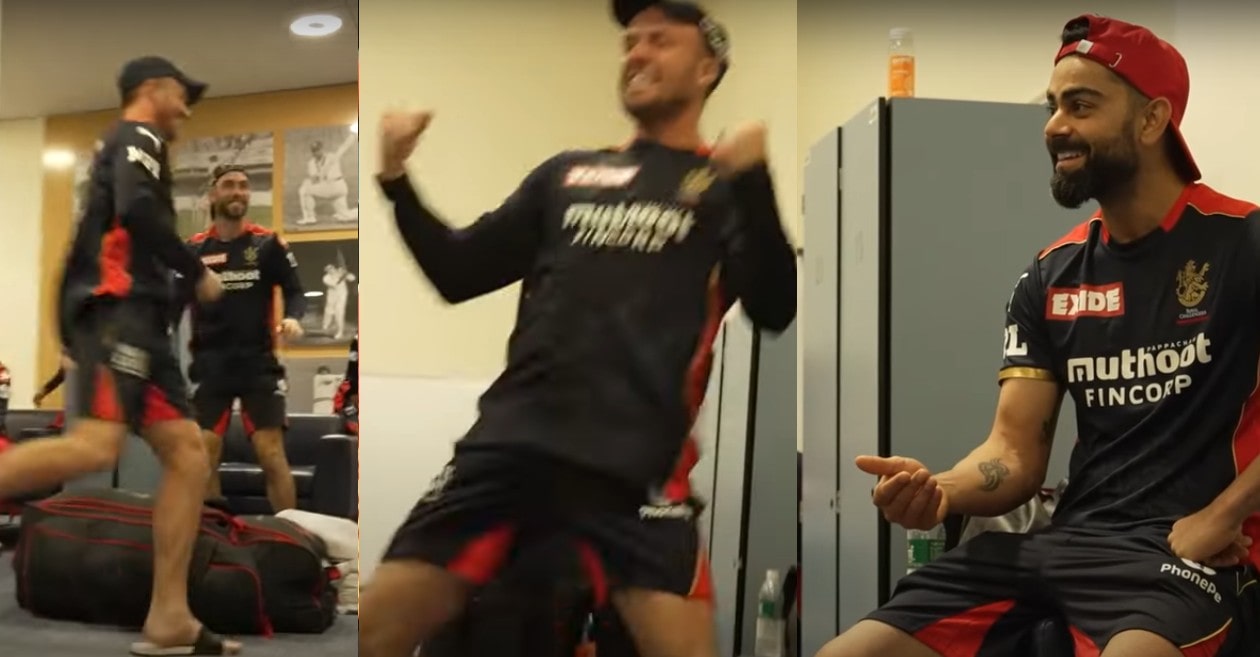 AB de Villiers mimics Virat Kohli celebration in RCB dressing room