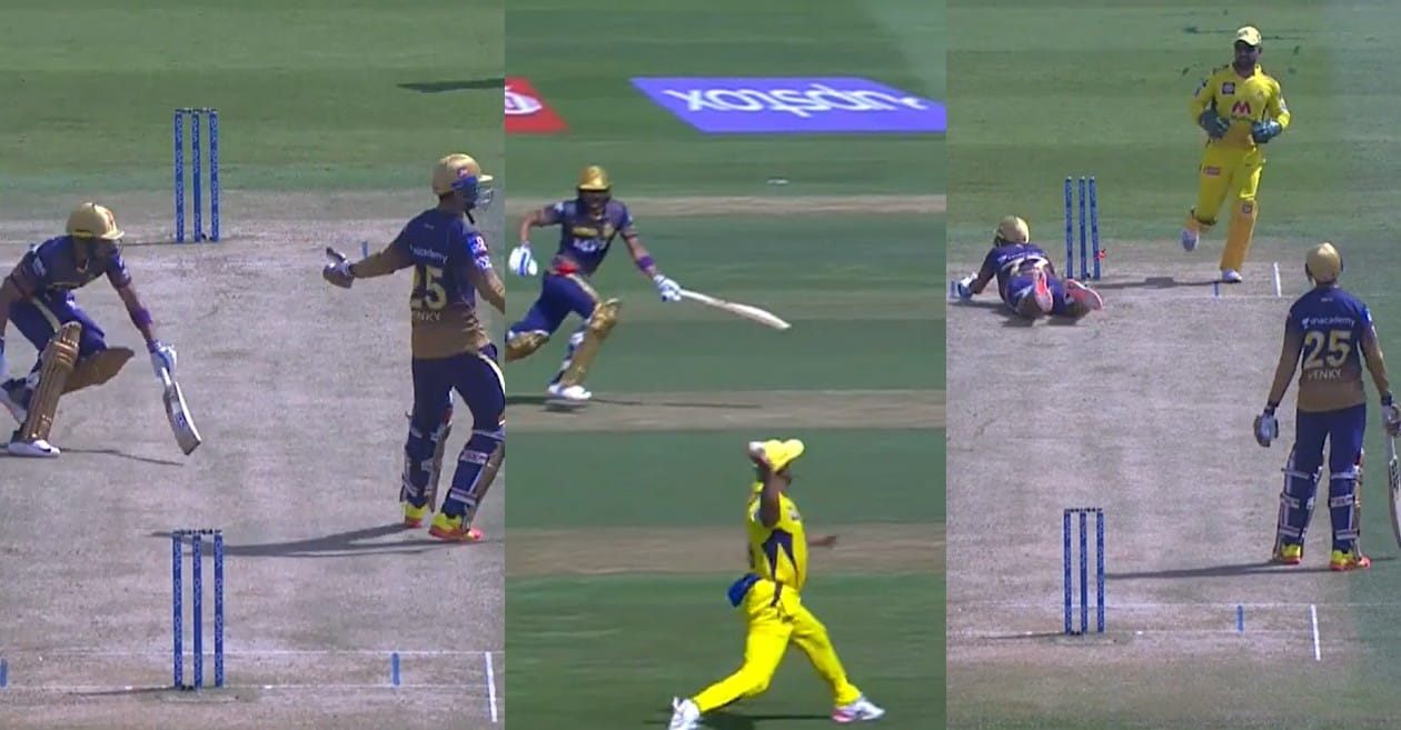 Ambati Rayudu effects a perfect direct hit run-out in IPL 2021