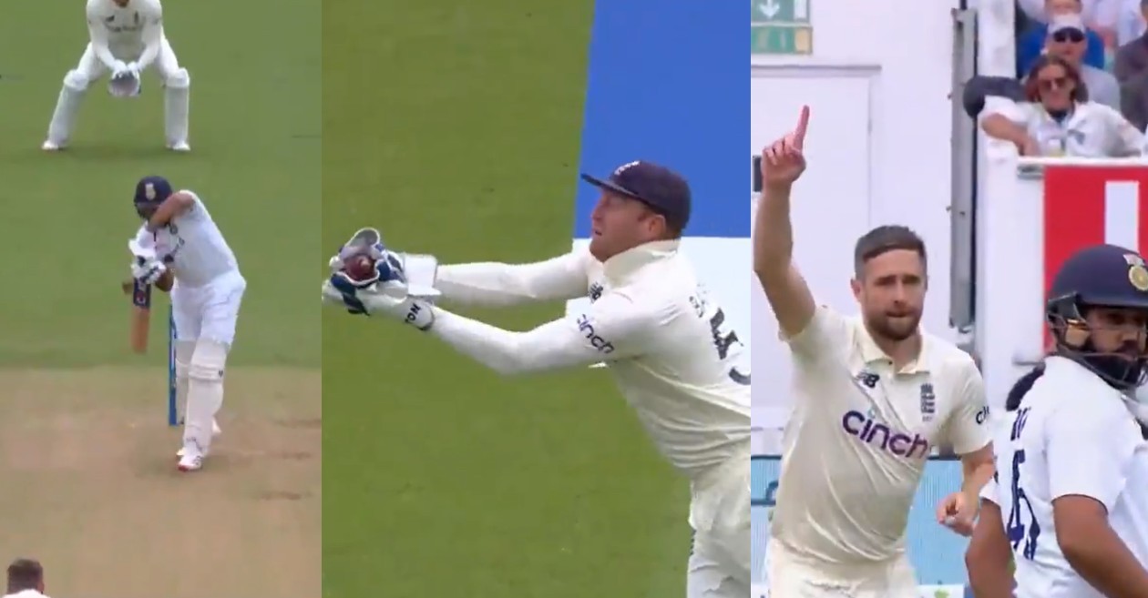 Chris Woakes dismisses Rohit Sharma with a beauty in Oval Test