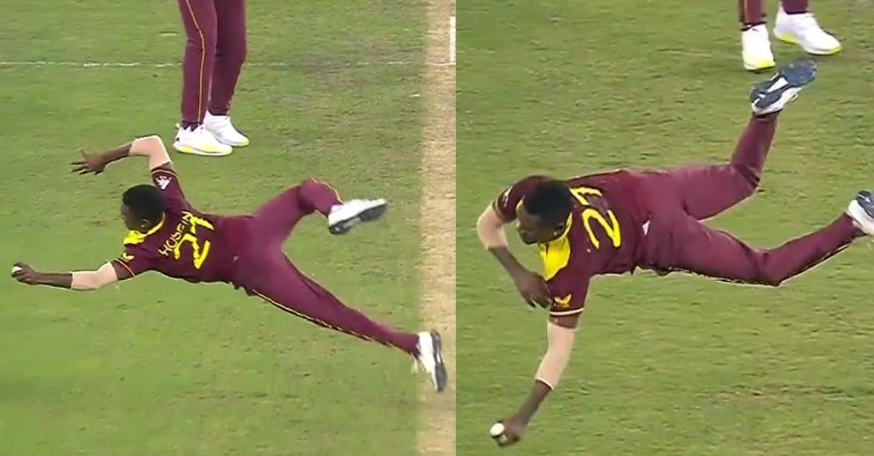 T20 World Cup – WATCH: Akeal Hosein takes a one-handed stunner during ENG vs WI clash