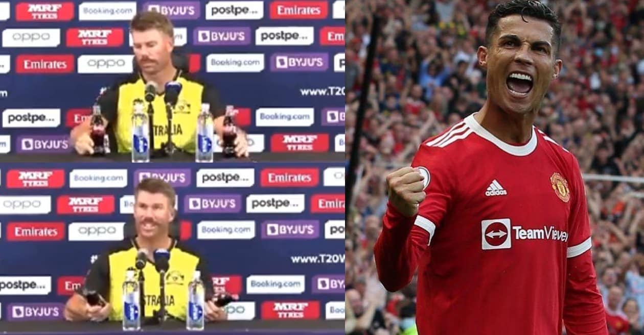 David Warner recreates Cristiano Ronaldo's Coca-Cola stunt