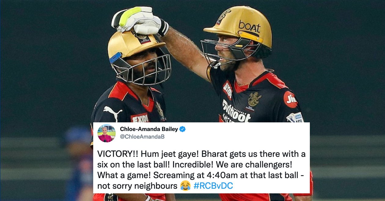 IPL 2021: Twitter Reactions: A last-ball six from Srikar Bharat guides RCB to a thrilling win over DC