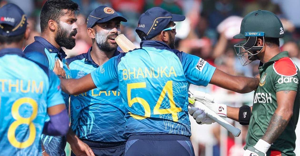 Lahiru Kumara and Liton Das engage in a heated exchange