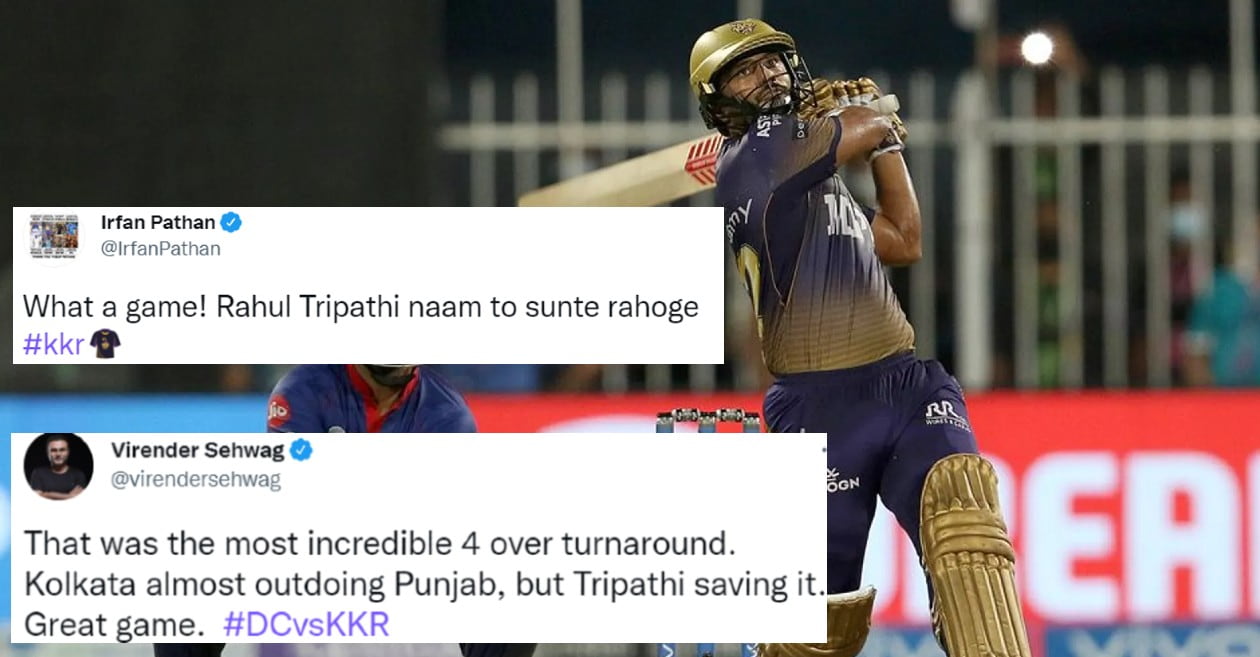 IPL 2021: Twitter reactions – Rahul Tripathi takes KKR to the final with a much-needed six in last over