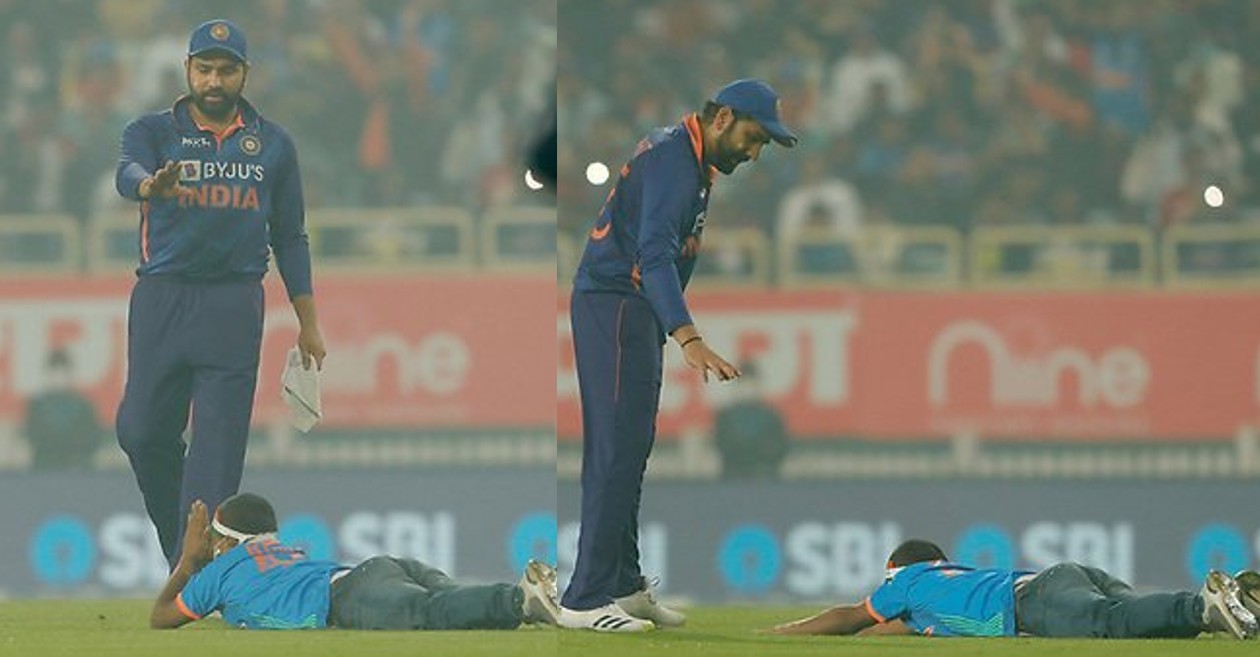 A fan tried to touch feet of Rohit Sharma in 2nd T20I