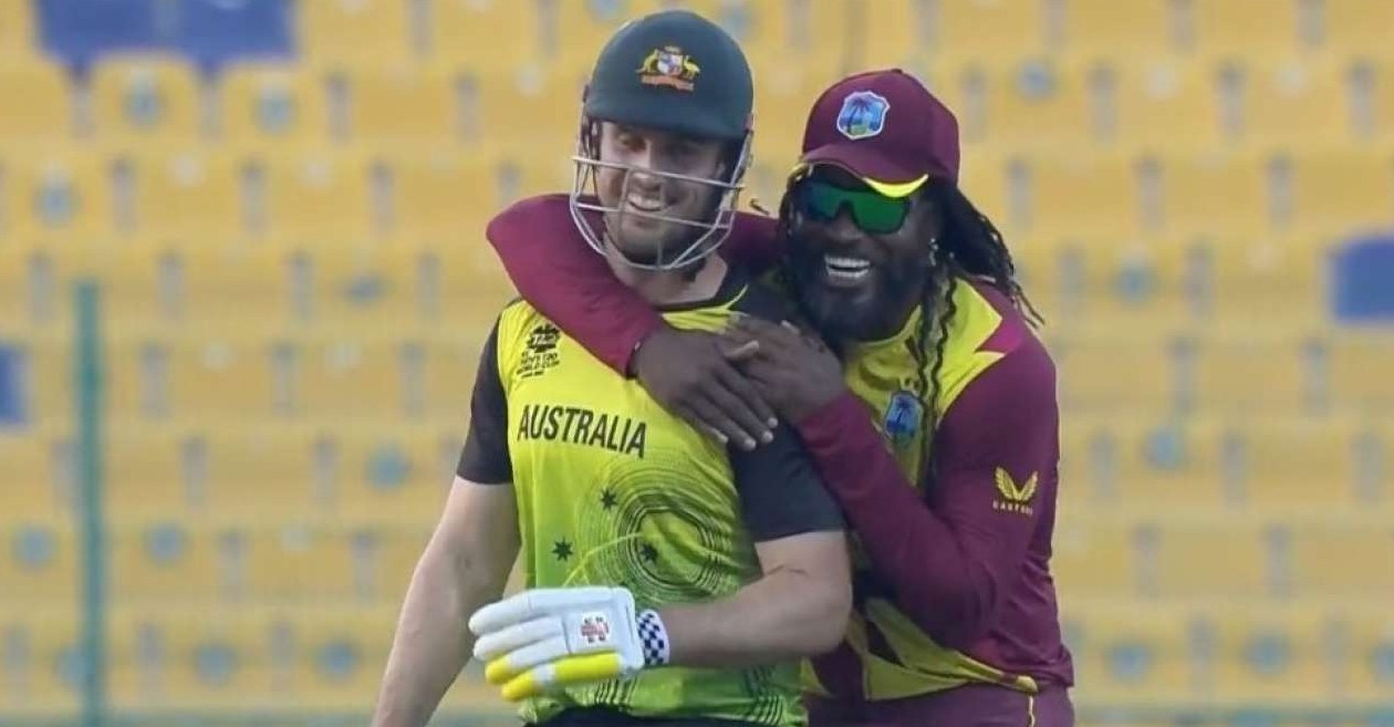 T20 World Cup: WATCH –Chris Gayle hugs Mitchell Marsh after dismissing him  during WI vs AUS clash 