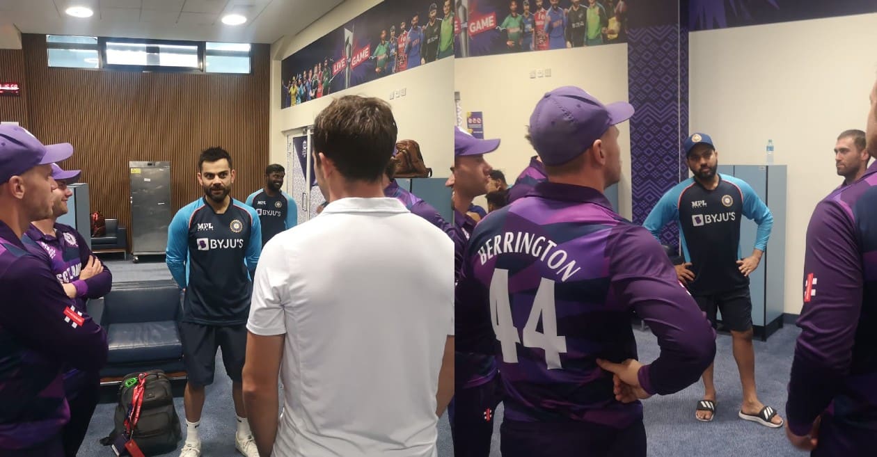 Indian players visit Scotland dressing room in T20 WC 2021