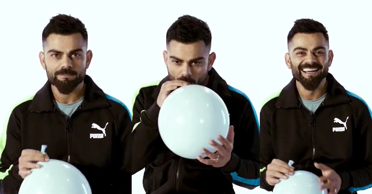 Virat Kohli takes helium balloon challenge