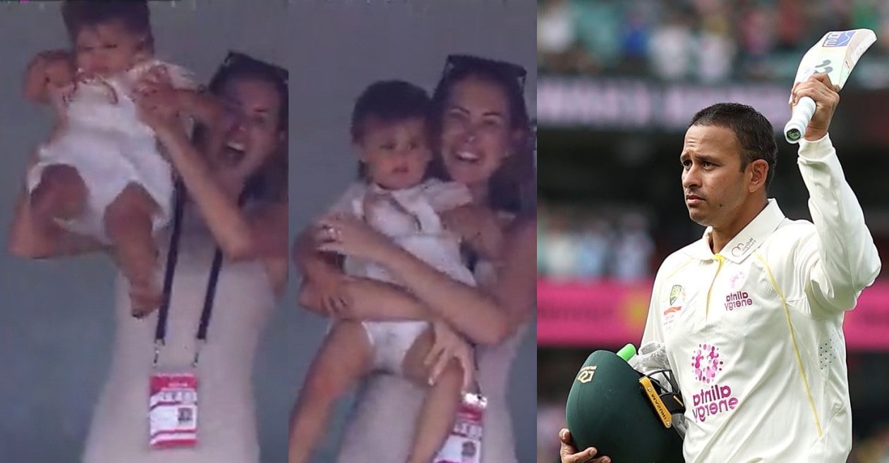 WATCH: Usman Khawaja’s wife and daughter cheers his stunning century in the Sydney Test