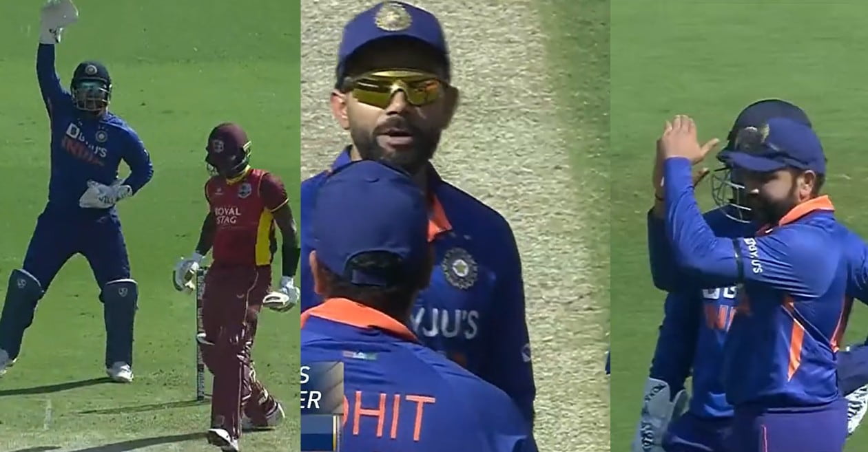 WATCH: Virat Kohli assists skipper Rohit Sharma to take successful DRS in first ODI against West Indies