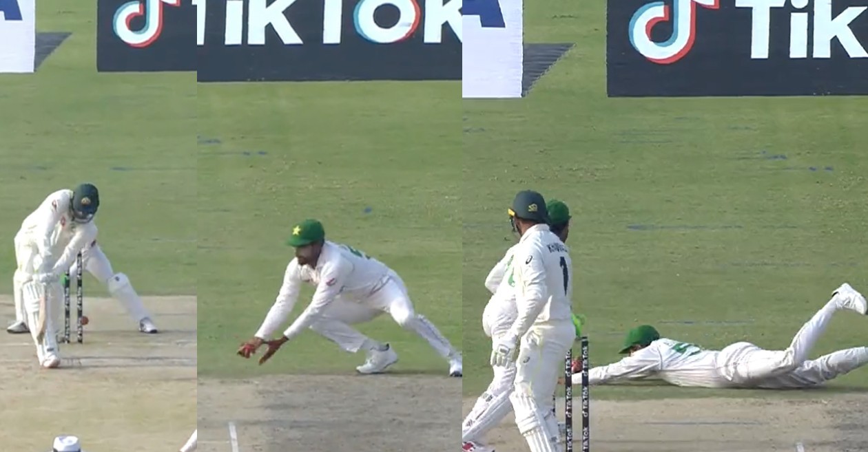 WATCH: Babar Azam grabs a one-handed stunner to dismiss Usman Khawaja in Lahore Test