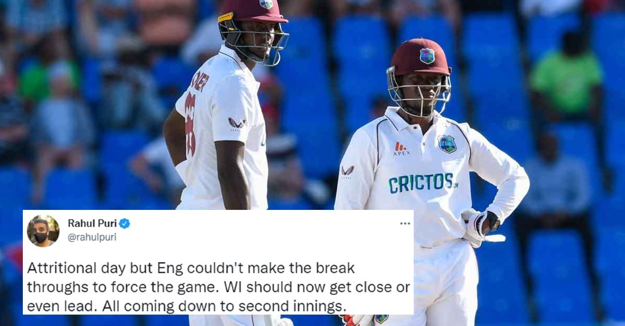 Twitter reactions: Jason Holder, Nkrumah Bonner keep England at bay on Day 2 of the first Test