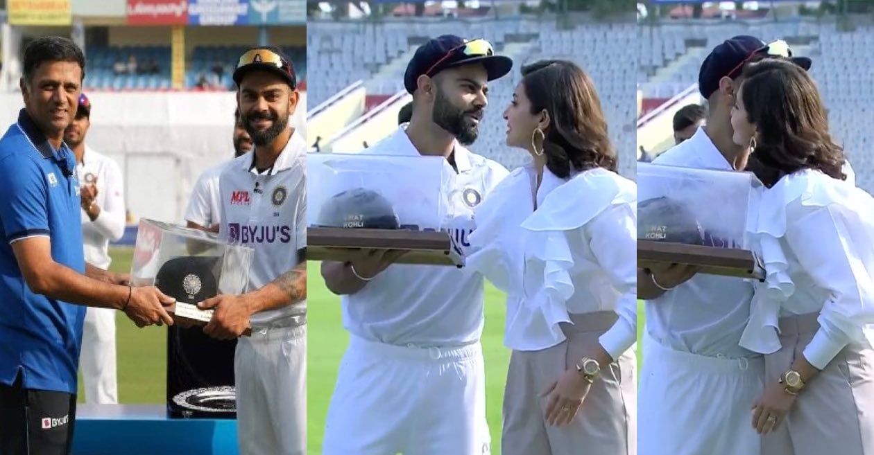 WATCH: Virat Kohli kisses Anushka Sharma after getting his ceremonial cap for the 100th Test