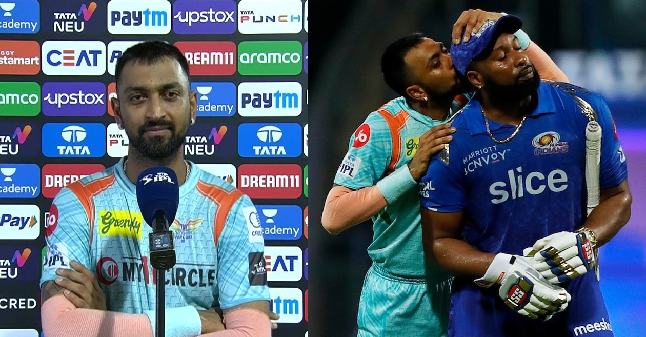 Krunal Pandya on kissing Kieron Pollard's head in LSG vs MI clash