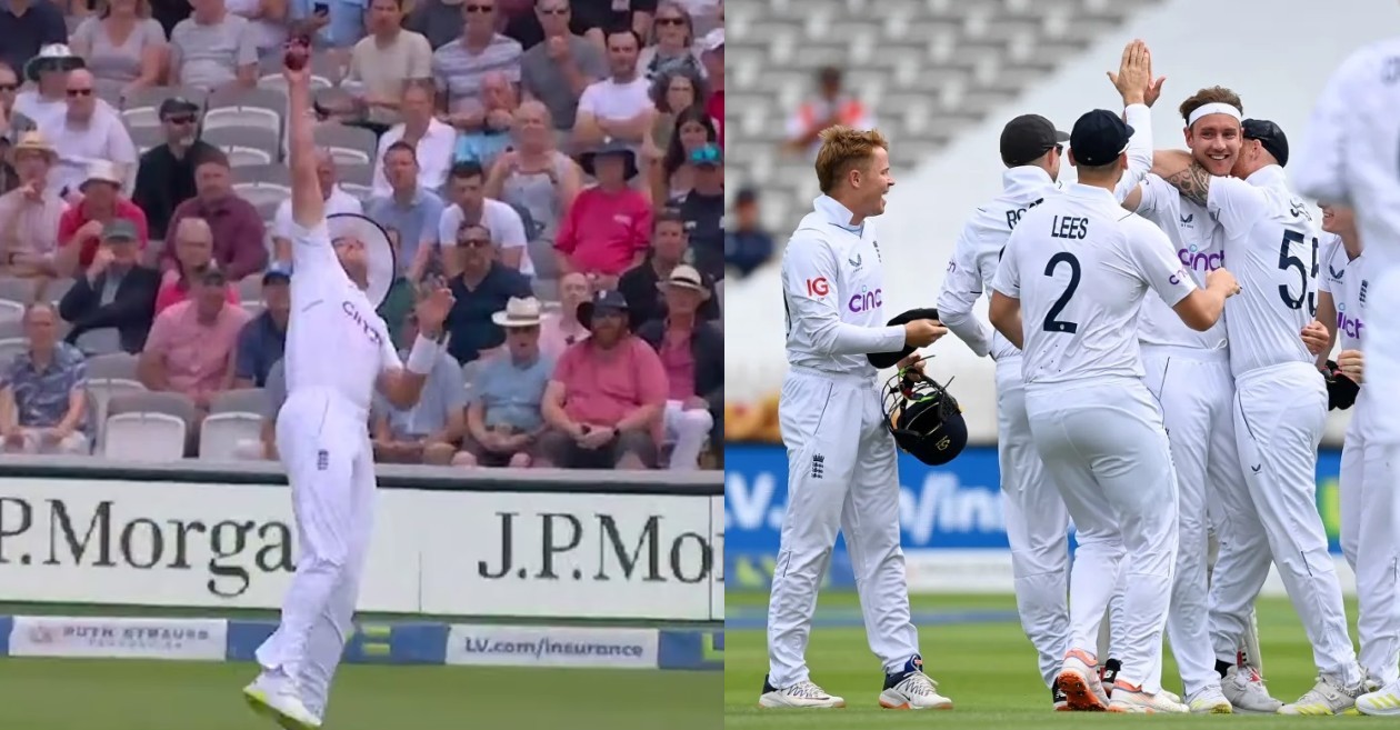 Stuart Broad takes a stunning catch in Lords Test