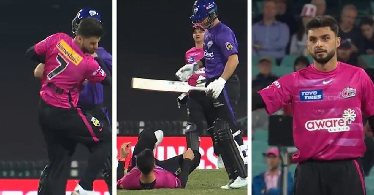 D'Arcy Short floored Naveen-ul-Haq after a collision in BBL_12.