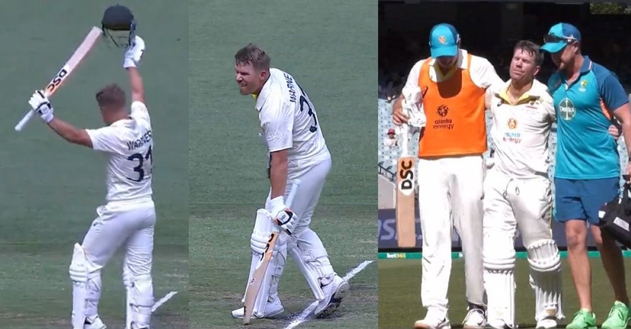 WATCH: David Warner gets injured while celebrating his double century; taken off the field – AUS vs SA, 2nd Test