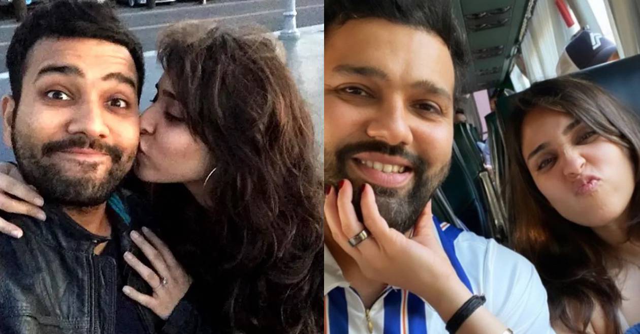 Rohit Sharma and Ritika Sajdeh in romantic mode on their seventh wedding anniversary