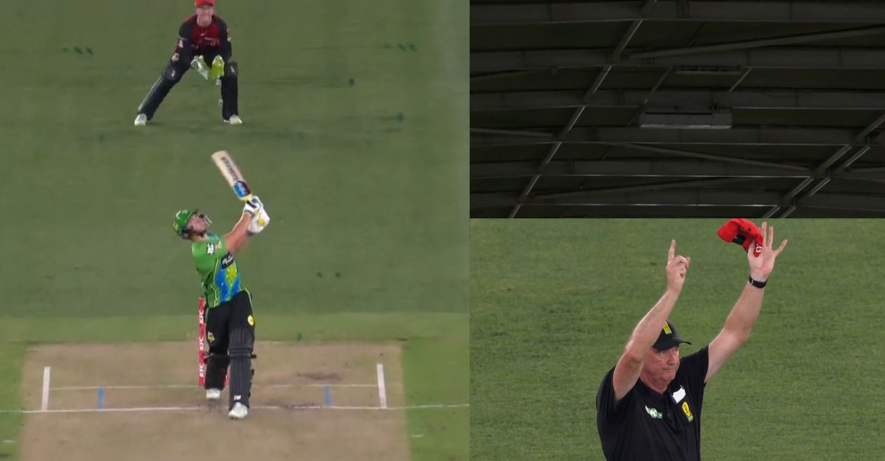 BBL 12 – WATCH: Controversy erupts as Umpire signals six runs twice for balls hitting the stadium roof
