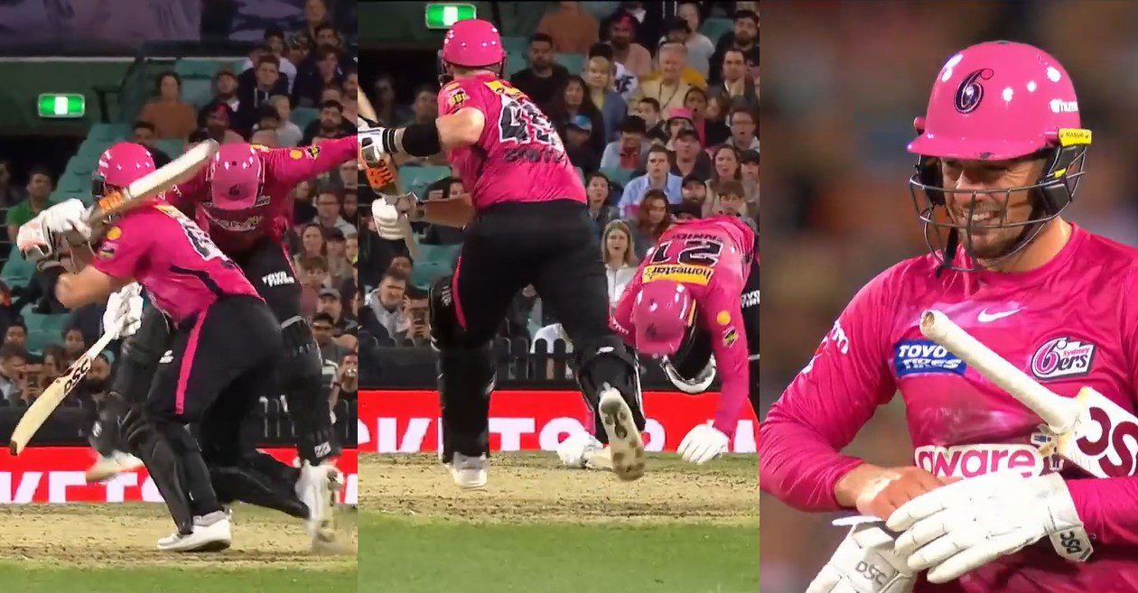 BBL|12, WATCH: Steve Smith hits Moises Henriques on the soft area in Syndey Sixers vs Sydney Thunder clash