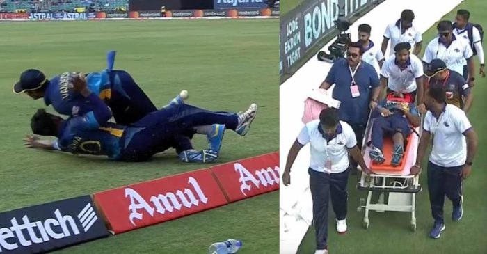 WATCH: Jeffrey Vandersay & Ashen Bandara stretchered off the field after an ugly collision – IND v SL, 3rd ODI