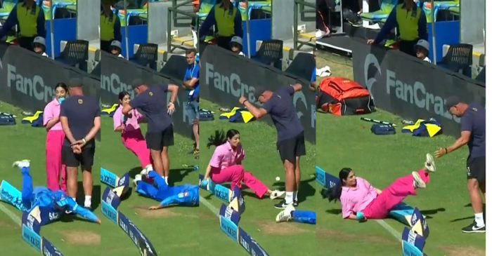 WATCH: Pakistan anchor Zainab Abbas falls after a fielder crashes with her while saving a boundary in SA20