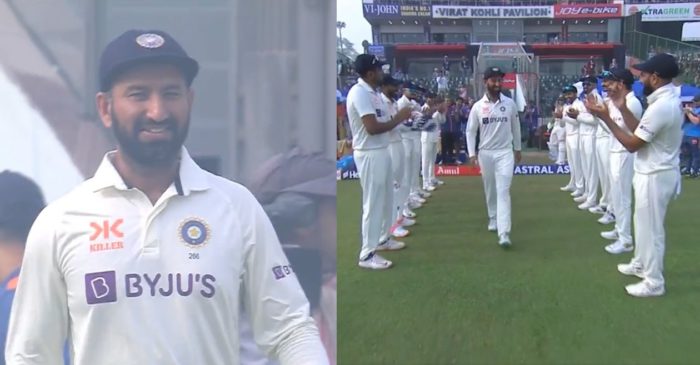 WATCH: Indian players give ‘guard of honour’ to Cheteshwar Pujara on his 100th Test