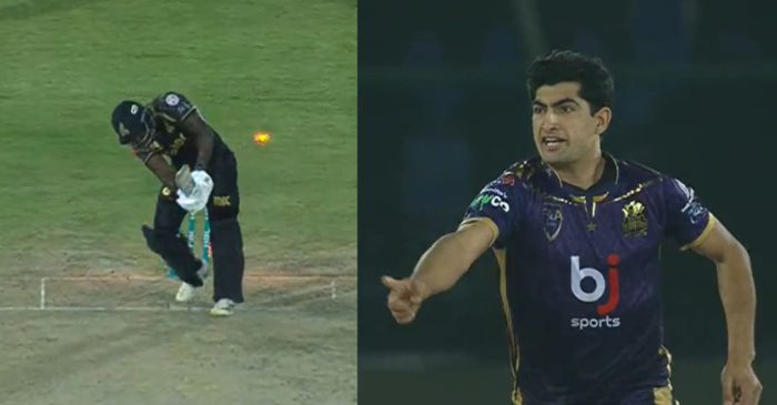 WATCH: Naseem Shah reacts fiercely after dismissing Rovman Powell with a toe-crushing yorker in PSL 2023