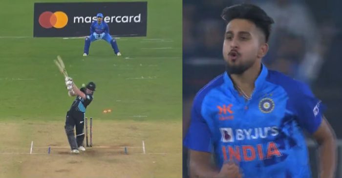 WATCH: Umran Malik cleans up Michael Bracewell with a lightening delivery in India vs New Zealand clash
