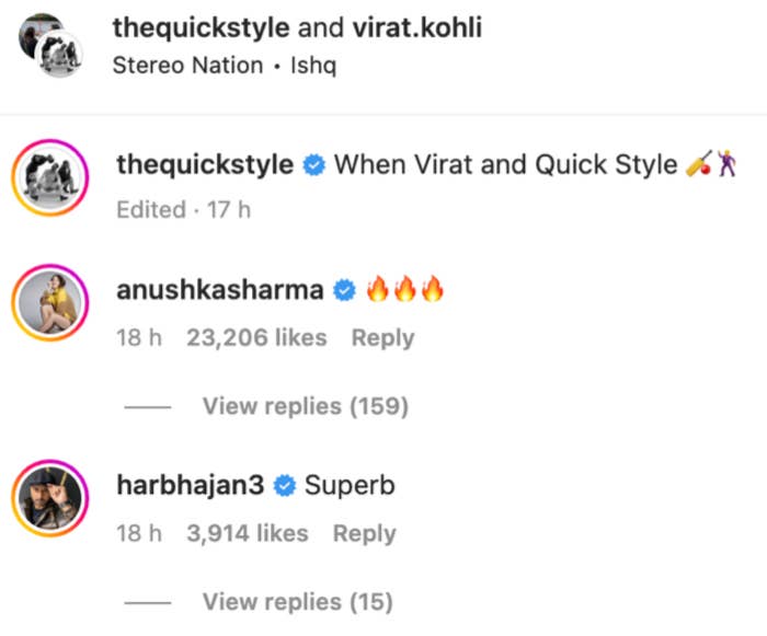 Anushka Sharma and Harbhajan Singh comment on Instagram