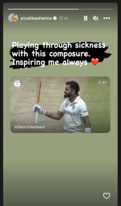 Anushka Sharma Instagram story on Virat Kohli