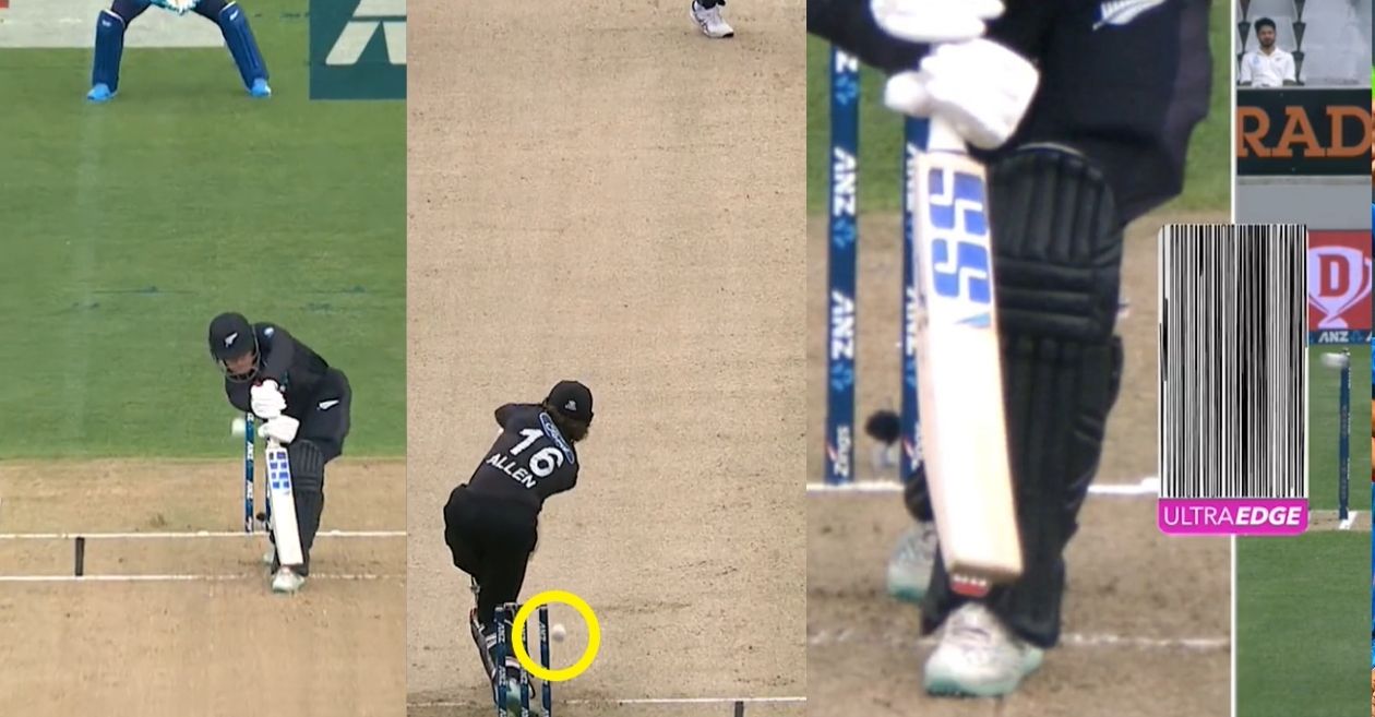 Finn Allen escapes after ball hits his off-stump