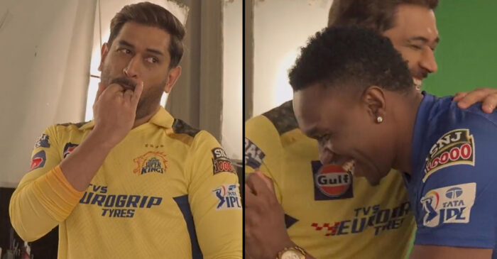 IPL 2023: WATCH – CSK skipper MS Dhoni teaches Dwayne Bravo how to whistle during an ad shoot
