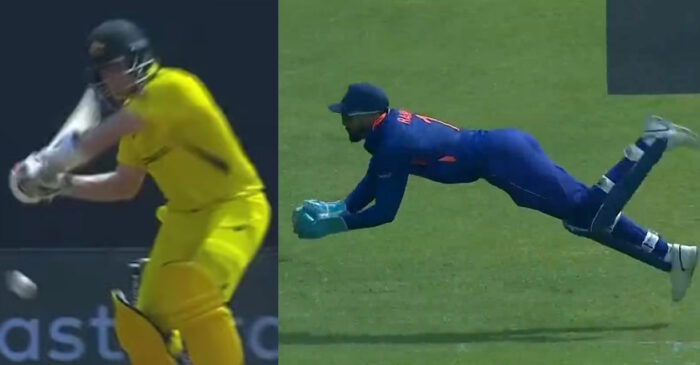 IND vs AUS 2023: WATCH – KL Rahul takes a flying catch to dismiss Steve Smith in first ODI
