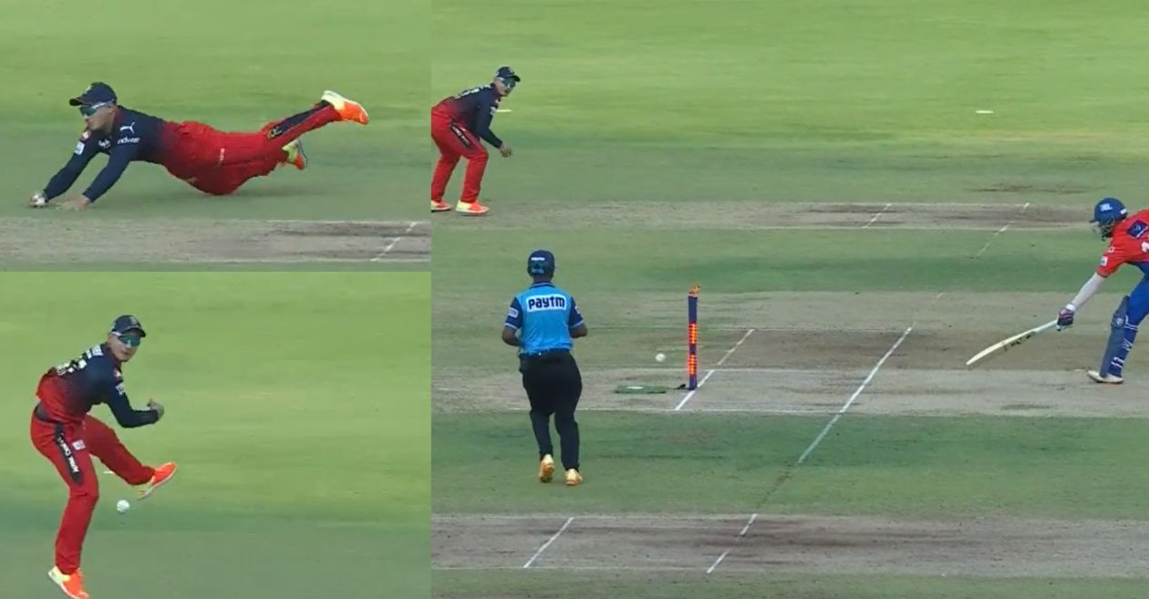 IPL 2023 [WATCH]: Acrobatic Anuj Rawat hits the bulls-eye to see-off Prithvi Shaw in the RCB-DC showdown