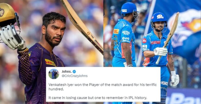 IPL 2023 [Twitter reactions]: Venkatesh Iyer’s ton in vain as Mumbai Indians beat Kolkata Knight Riders in Wankhede