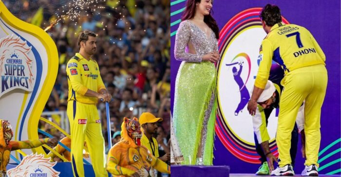 Popular singer Arijit Singh touches MS Dhoni’s feet during the IPL 2023 opening ceremony