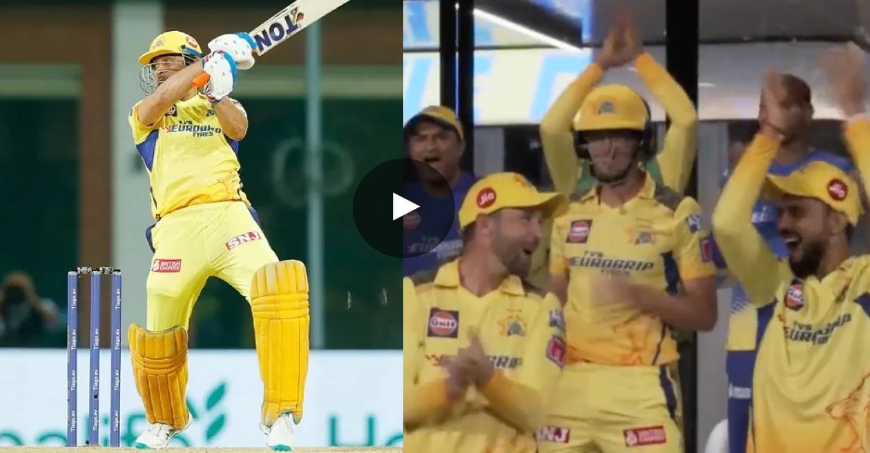 IPL 2023 CSK dugout rejoices as MS Dhoni smashes huge sixes against Mark Wood; video goes viral Cricket Times