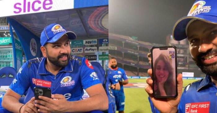 [WATCH]: Rohit Sharma video calls wife Ritika after Mumbai Indians register their maiden win in IPL 2023