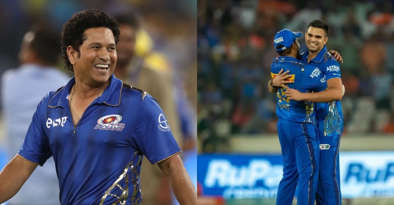 IPL 2023: Sachin Tendulkar shares a cheeky reaction after son Arjun claims his maiden IPL wicket