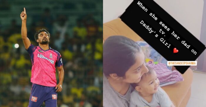 IPL 2023 [WATCH]: Sandeep Sharma’s little daughter reacts cutely after seeing her father on TV during CSK vs RR match