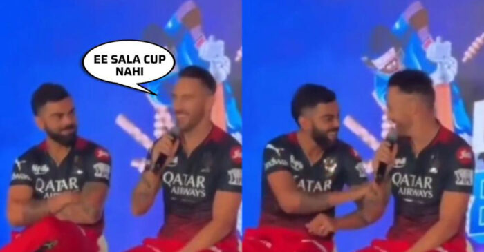 WATCH: Virat Kohli in splits as Faf du Plessis makes a comical mistake on stage, says ‘Ee Sala Cup Nahi’