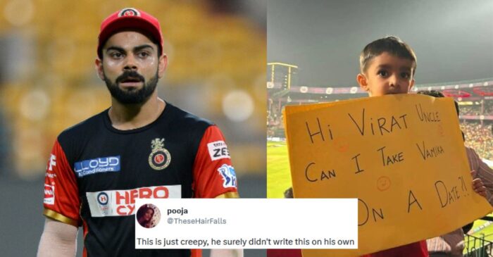 IPL 2023: Netizens unhappy with a kid’s placard asking Virat Kohli to take his daughter Vamika on a date