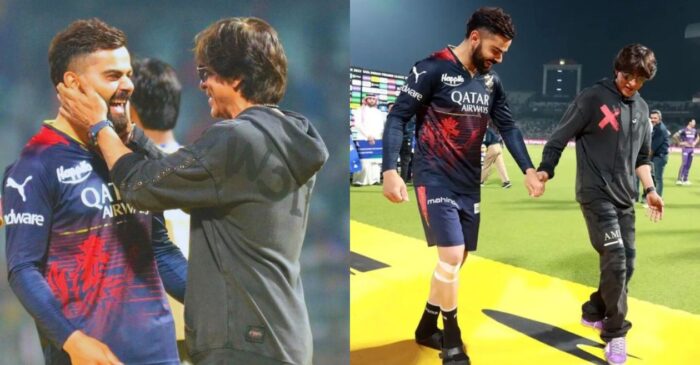 IPL 2023 [WATCH]: Virat Kohli and Shah Rukh Khan shake legs on ‘Jhoome Jo Pathaan’ after KKR vs RCB match
