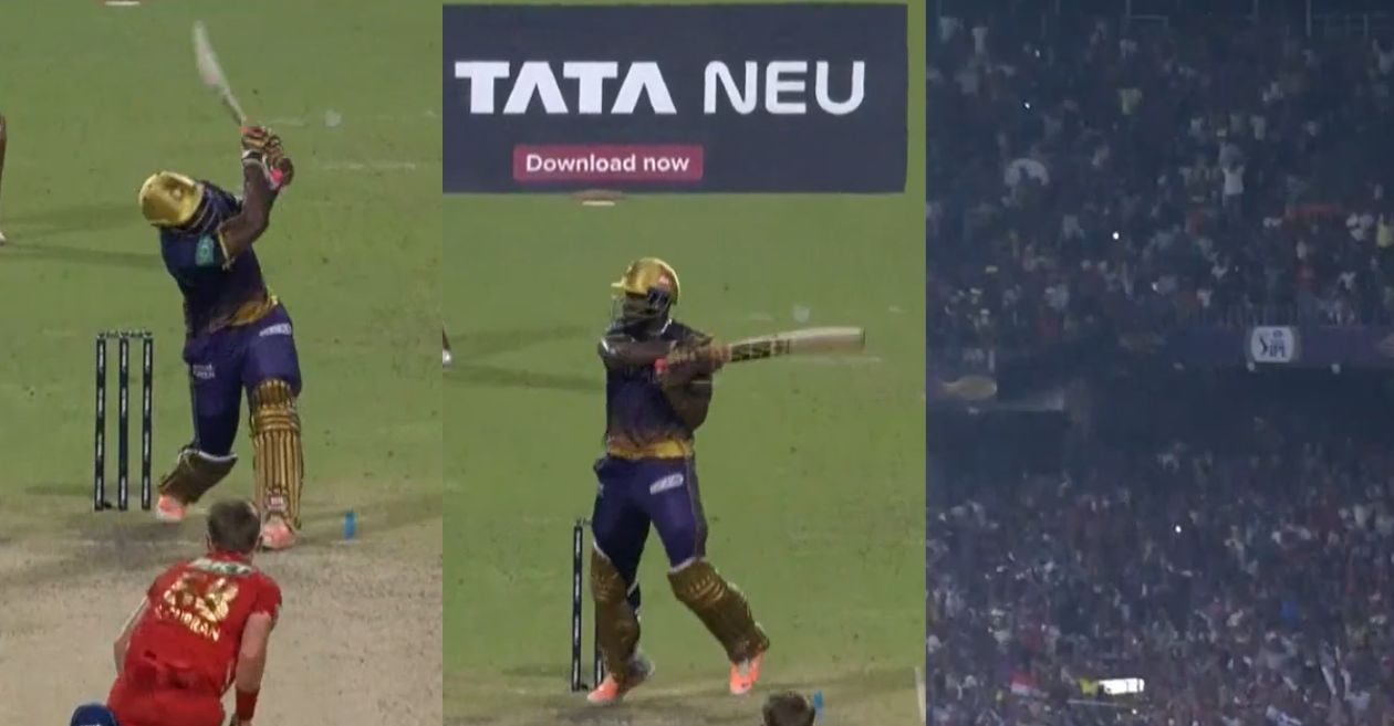 Andre Russell smacks Sam Curran for 3 sixes in an over