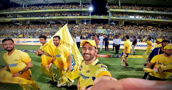 IPL 2023: MS Dhoni’s Chennai Super Kings does a lap of honour in the final game at Chepauk