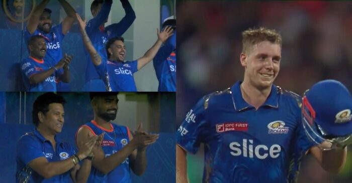 WATCH: Sachin Tendulkar and others give Cameron Green a standing ovation as he jumps in joy after his maiden IPL ton