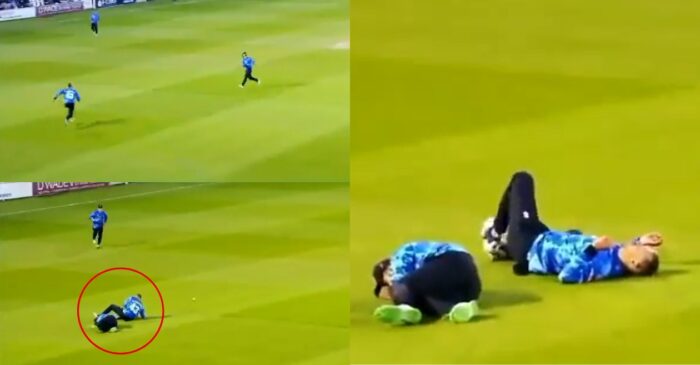 WATCH: Shadab Khan suffers a nasty collision on his debut for Sussex at the T20 Blast